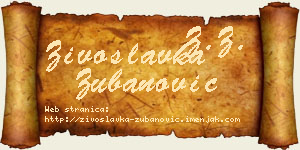 Živoslavka Zubanović vizit kartica